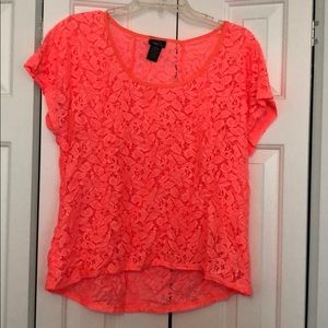 Rue 21 Women’s Neon Orange Lace Top size XL